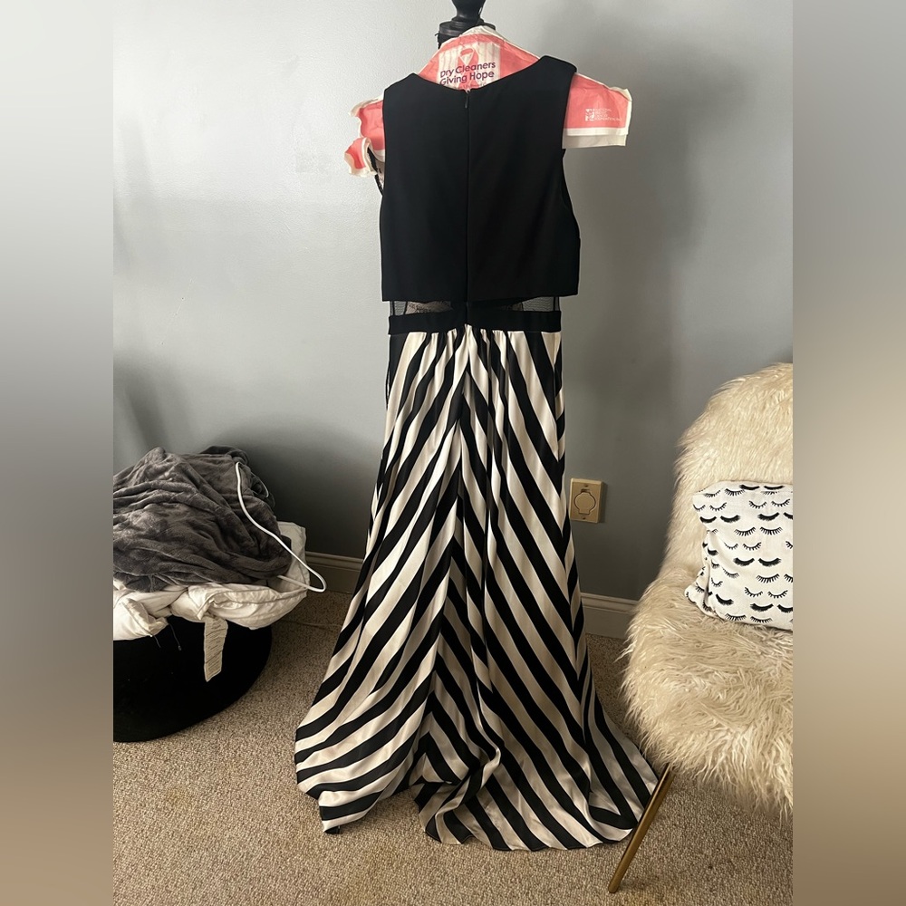 Adam Black and White Diagonal Stripe Maxi Skirt - Picture 4 of 6